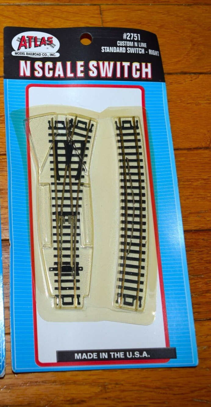 Atlas #2751 Right-Hand Standard Customline Turnout Track - N Scale switch Rails